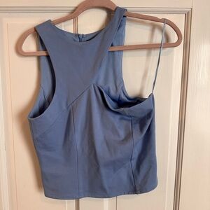 Blue asymmetrical fitted top